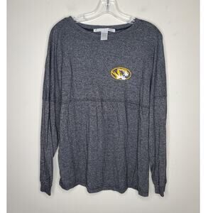 Univ of Missouri Mizzou Tigers grey long sleeve shirt shoulder spell out - SMALL